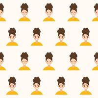 Kid Character Avatar Seamless Pattern Background. Positive Smiling Funny Face Portrait. Happy Birthday Party Wallpaper or Wrapping Paper Print. Joyful Child Portrait Fabric Art vector