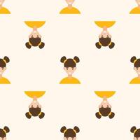 Happy Character Avatar Seamless Pattern Background. Positive Smiling Funny Face Portrait. Happy Birthday Party Wallpaper or Wrapping Paper Print. Joyful Child Portrait Fabric Art vector