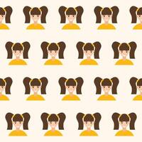 Happy Girl Kid Character Avatar Seamless Pattern Background. Positive Smiling Funny Face Portrait. Happy Birthday Party Wallpaper or Wrapping Paper Print. Joyful Child Portrait Fabric Art vector
