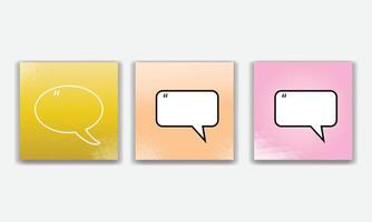 Collection of quote box frames and icons. Text in brackets. Blank template of quote remarks. vector