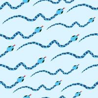 Snakes seamless pattern. Reptiles repeat background. Animal surface pattern design. Perfect for nursery wallpaper, kids fabric. Hand drawn illustration. vector