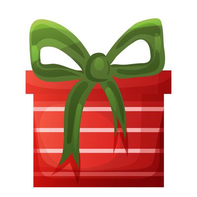 Gift box with big bow in Christmas color. illustration