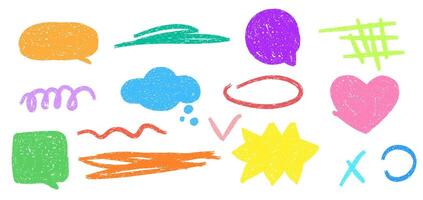 Set of speech bubble and line with crayon texture. illustration vector
