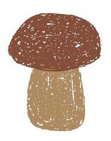 Autumn mushroom drawing in childlike style with pencil texture vector