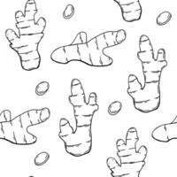 Seamless pattern with gingerbread spice in doodle style vector