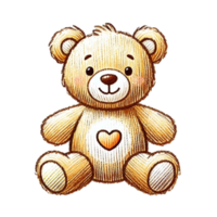 A drawing of a teddy bear with a heart png