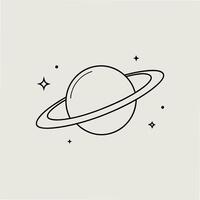 Outline of a Planet Surrounded by Stars and Rings vector