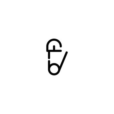 Safety Pin incomplete line art icon template