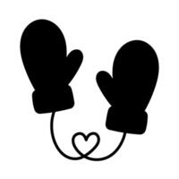 Gloves. Black silhouette. Winter mittens. Mittens icon. Decorative element for Christmas design. vector