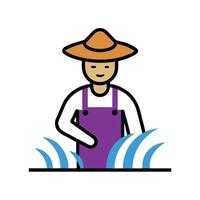 Farmer Working in Field Outline Design vector