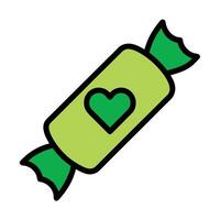 Candy Wrapper with Heart Design Outline vector