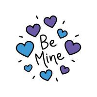 Be Mine with Floating Hearts Outline Design vector