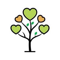 Tree with Heart-Shaped Leaves Outline vector