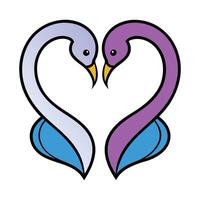 Swans Forming Heart with Necks Outline vector