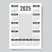 Calendar for 2025 happy new year design template A4 vertical format full page design vector