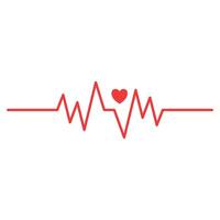 Heart beat pulse line icon. Heartbeat sign. Red symbol on white background. Flat style. Design element illustration health icon vector