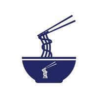Noodles in bowl icon. Ceramic bowl icon in flat style. Bowl illustration on white isolated background. Bowl business concept. Design element illustration of food utensil vector