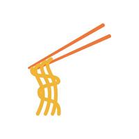 Noodles with chopsticks illustration in flat style. design illustration symbol of chopsticks and noodles logo. restaurant symbol logo with chopsticks and noodles elements. vector