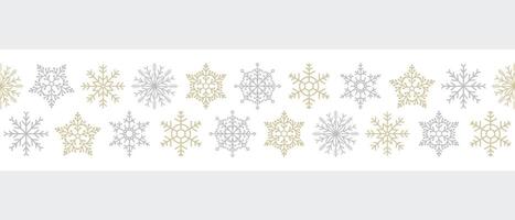 Seamless pattern with delicate snowflakes, seamless border. Winter background. Christmas and New Year illustration. vector