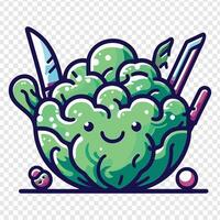 Cabbage with knife and fork, cartoon style vector