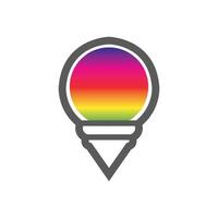a colorful light bulb with a rainbow inside on a white background vector