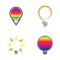 a set of four different colored light bulbs on a white background, vector