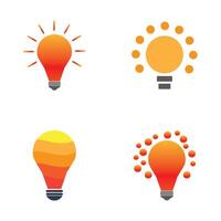 a set of four different colored light bulbs with different shapes vector