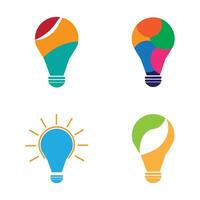 a set of four different colored light bulbs with different shapes, colorful ideas vector
