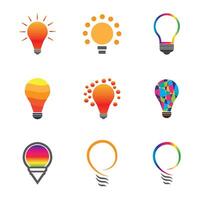 a set of colorful light bulbs with different shapes and colors vector