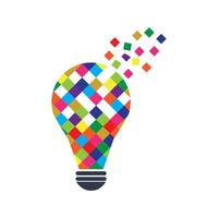 a colorful light bulb with squares coming out of it, colorful ideas, vector