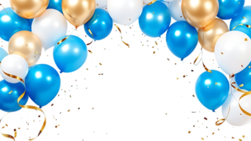Isolated blue balloons, ideal for use in birthday invitations and event graphics. png