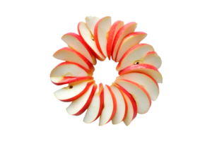 Sliced apple arranged in a circular pattern isolated on a transparent background png