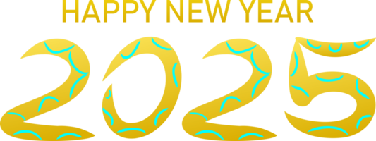 Happy year new year 2025 gold color snake icon font png