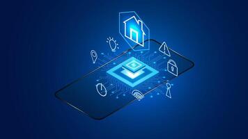 Smart home technology icon house automation system. editable vector