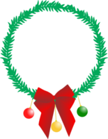 Christmas element round frame with red bow png