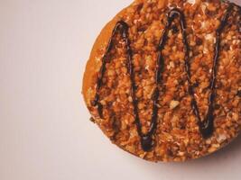 Delicious sweet donuts close up for food background. photo