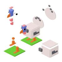 Concept with deconstruction turkey from plastic blocks. vector