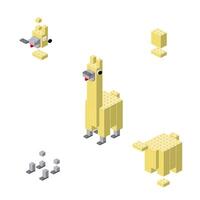 Concept with deconstruction lama from plastic blocks. vector