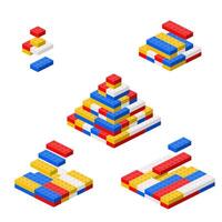 Concept with deconstruction pyramid from plastic blocks. vector