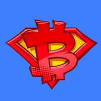 Bitcoin Badge For Superhero In Pop Art Style. vector