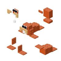 Concept with deconstruction walrus from plastic blocks. vector