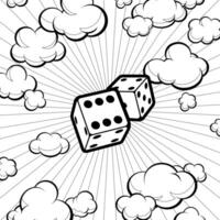 Dice concept in pop art style for print and decoration. . vector