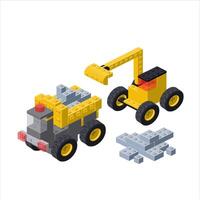 Isometric construction materials loading concept. vector