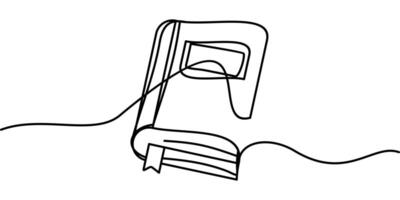 continuous line drawing of book symbol. abstract line art illustration symbolizing learning vector