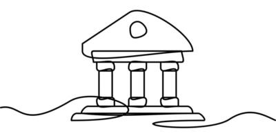 continuous line drawing of bank building symbol. financial theme abstract line art illustration vector