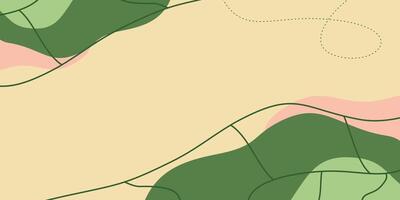 spring background green colors abstract shapes, waves and leaf patterns. design free copyspace area vector