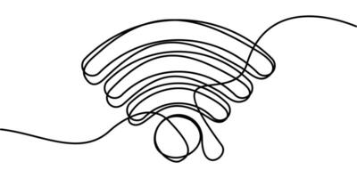 continuous line drawing of wifi symbol. abstract line art illustration vector