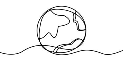 continuous line drawing of earth symbol. nature concept abstract line art illustration vector