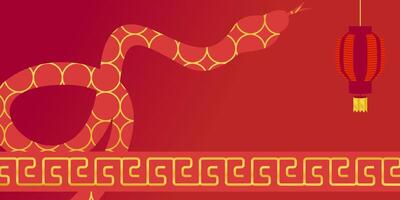 Chinese New Year Background With Lantern and Snake Ornaments. Free Copyspace Area Design. vector