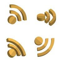3d wifi set icons vector
